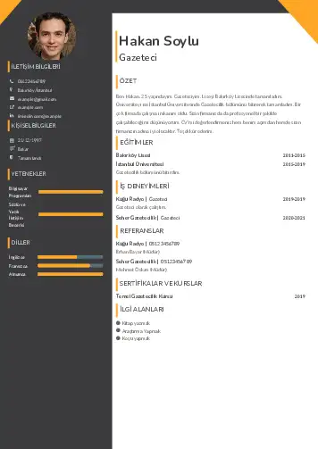 Gazeteci CV Örnekleri cv indir